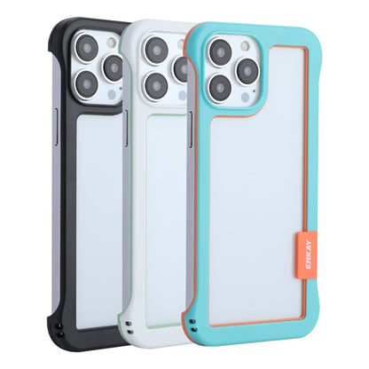 For iPhone 13 Pro Max ENKAY Frameless Hollow PC Case + Glass Film (Blue) by ENKAY