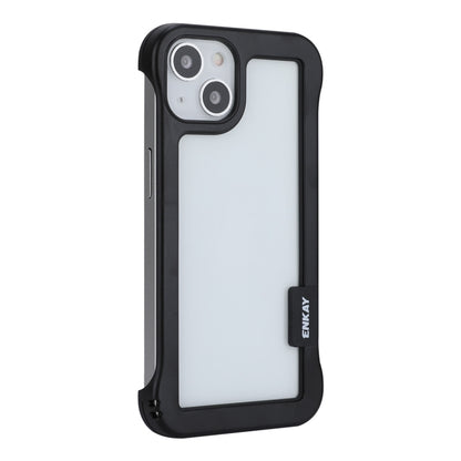For iPhone 13 ENKAY Frameless Hollow PC Case + Glass Film(Black) by ENKAY