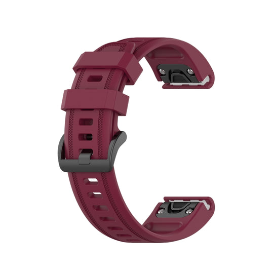 For Garmin Fenix 7S Pure Color Silicone Watch Band(Wine Red) by bashfashion
