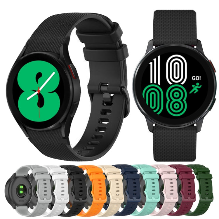 For Samsung Galaxy Watch 4 Classic 42mm / 46mm 20mm Checkered Silicone Watch Band(Black) by bashfashion