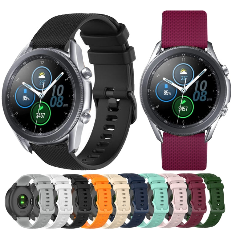 For Samsung Galaxy Watch 3 41mm 20mm Checkered Silicone Watch Band(Beige) by bashfashion