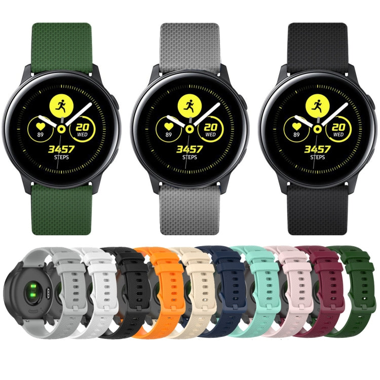 For Samsung Galaxy Watch 42mm 20mm Checkered Silicone Watch Band(Amy green) by bashfashion