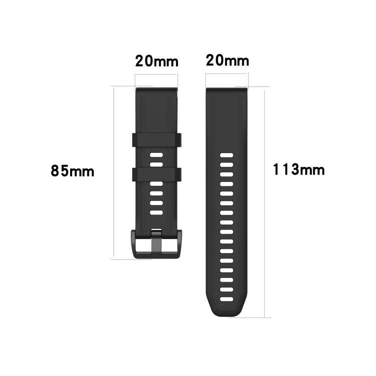 For Garmin Fenix 7S 20mm Solid Color Silicone Quick Release Watch Band(Black) by bashfashion