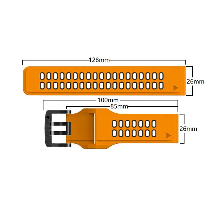For Garmin Fenix 7X 26mm Two-Color Two-Hole Silicone Quick Release Watch Band(Black Blue) by bashfashion