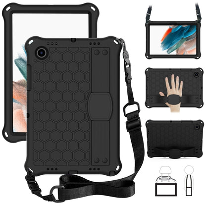 For Galaxy Tab A8 10.5 2021 X200/X205 Honeycomb EVA+PC Tablet Case with Strap(Black+Black) by bashfashion