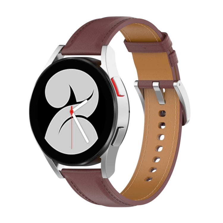 For Samsung Galaxy Watch 4 Calf Texture Sewing Thread Watch Band(Dark Brown) by bashfashion