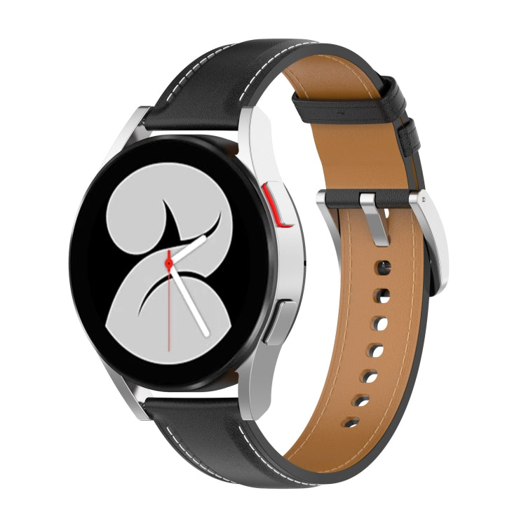 For Samsung Galaxy Watch 3 41mm / Watch 42mm Calf Texture Sewing Thread Watch Band(Black) by bashfashion