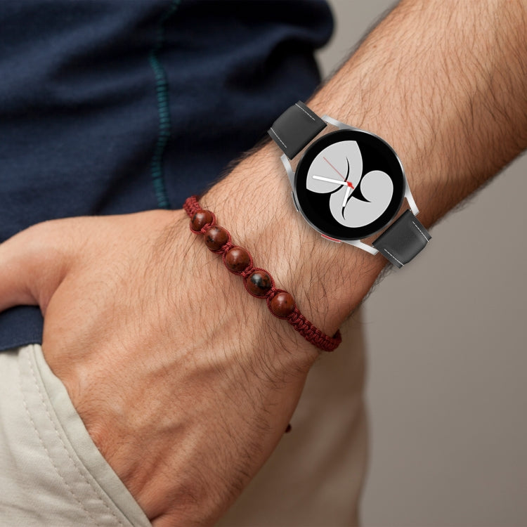 For Samsung Galaxy Watch 3 41mm / Watch 42mm Calf Texture Sewing Thread Watch Band(Black) by bashfashion