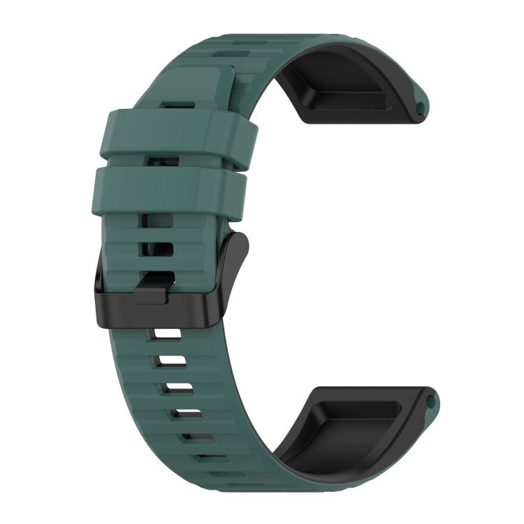 For Garmin Fenix 3 26mm Silicone Mixing Color Watch Band(Dark Green+Black) by bashfashion