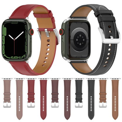 22mm Top Layer Cowhide Sewing Strap For Apple Watch Ultra 49mm&Watch Ultra 2 49mm / Series 9&8&7 45mm / SE 3&SE 2&6&SE&5&4 44mm / 3&2&1 42mm(Black) by bashfashion