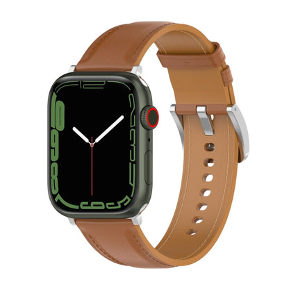20mm Top Layer Cowhide Sewing Watch Band For Apple Watch Ultra 49mm&Watch Ultra 2 49mm / Series 9&8&7 45mm / SE 3&SE 2&6&SE&5&4 44mm / 3&2&1 42mm(Light Brown) by bashfashion