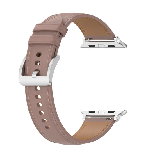 20mm Top Layer Cowhide Sewing Watch Band For Apple Watch Ultra 49mm&Watch Ultra 2 49mm / Series 9&8&7 45mm / SE 3&SE 2&6&SE&5&4 44mm / 3&2&1 42mm(Pink) by bashfashion