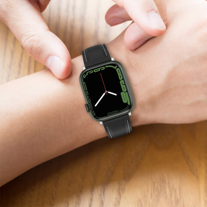 20mm Top Layer Cowhide Sewing Watch Band For Apple Watch Ultra 49mm&Watch Ultra 2 49mm / Series 9&8&7 45mm / SE 3&SE 2&6&SE&5&4 44mm / 3&2&1 42mm(Dark Brown) by bashfashion