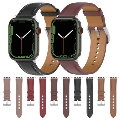20mm Top Layer Cowhide Sewing Watch Band For Apple Watch Ultra 49mm&Watch Ultra 2 49mm / Series 9&8&7 45mm / SE 3&SE 2&6&SE&5&4 44mm / 3&2&1 42mm(Light Brown) by bashfashion