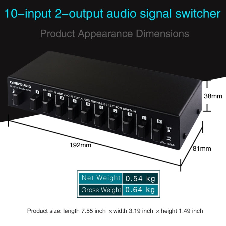 B059 10 In 2 Out / 2 In 10 Out 2-Way RCA Switch Audio Frequency Signal Select Shift Device Loudspeaker Box by bashfashion