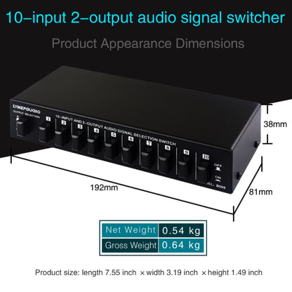 B059 10 In 2 Out / 2 In 10 Out 2-Way RCA Switch Audio Frequency Signal Select Shift Device Loudspeaker Box by bashfashion