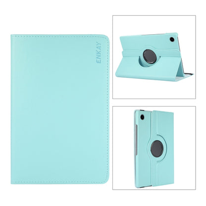 For Samsung Galaxy Tab A8 10.5 2021 X200/X205 ENKAY 360 Degree Rotation Litchi Leather Smart Case(Light Blue) by ENKAY