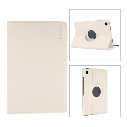 For Samsung Galaxy Tab A8 10.5 2021 X200/X205 ENKAY 360 Degree Rotation Litchi Leather Smart Case(Beige) by ENKAY