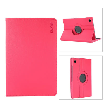 For Samsung Galaxy Tab A8 10.5 2021 X200/X205 ENKAY 360 Degree Rotation Litchi Leather Smart Case(Rose Red) by ENKAY
