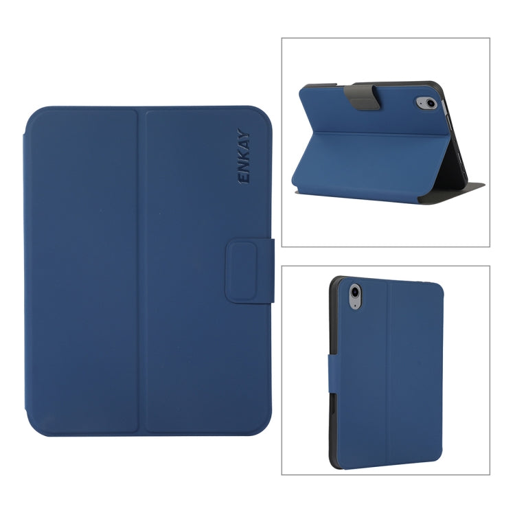 For iPad mini 2024 / mini 6 ENKAY Leather Stand Smart Tablet Case(Dark Blue) by ENKAY