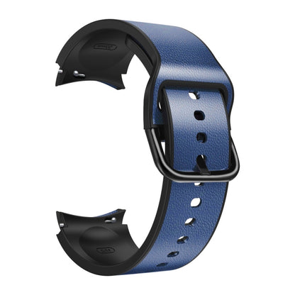 For Samsung Galaxy Watch 4 Classic 46mm 20mm Silicone Pasted Leather Watch Band(Blue) by bashfashion
