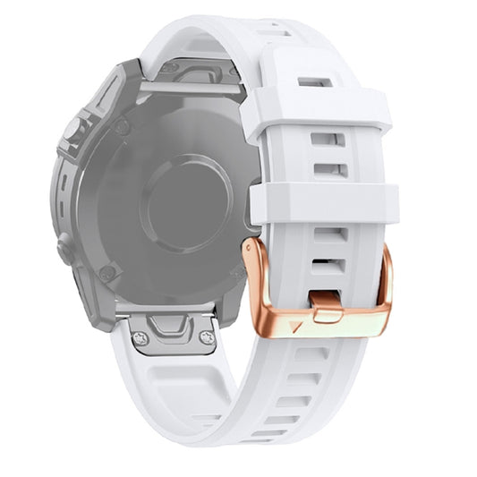 For Garmin Fenix 7S 20mm Rose Gold Buckle Silicone Watch Band(White) by bashfashion