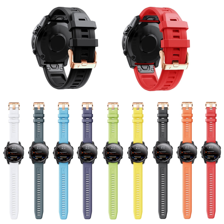 For Garmin Fenix 7S 20mm Rose Gold Buckle Silicone Watch Band(White) by bashfashion