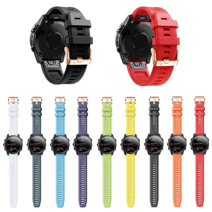 For Garmin Fenix 7S 20mm Rose Gold Buckle Silicone Watch Band(White) by bashfashion