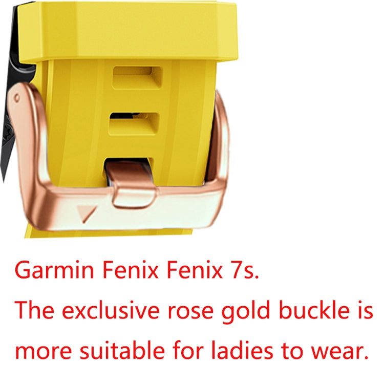 For Garmin Fenix 6S 20mm Rose Gold Buckle Silicone Watch Band(White) by bashfashion