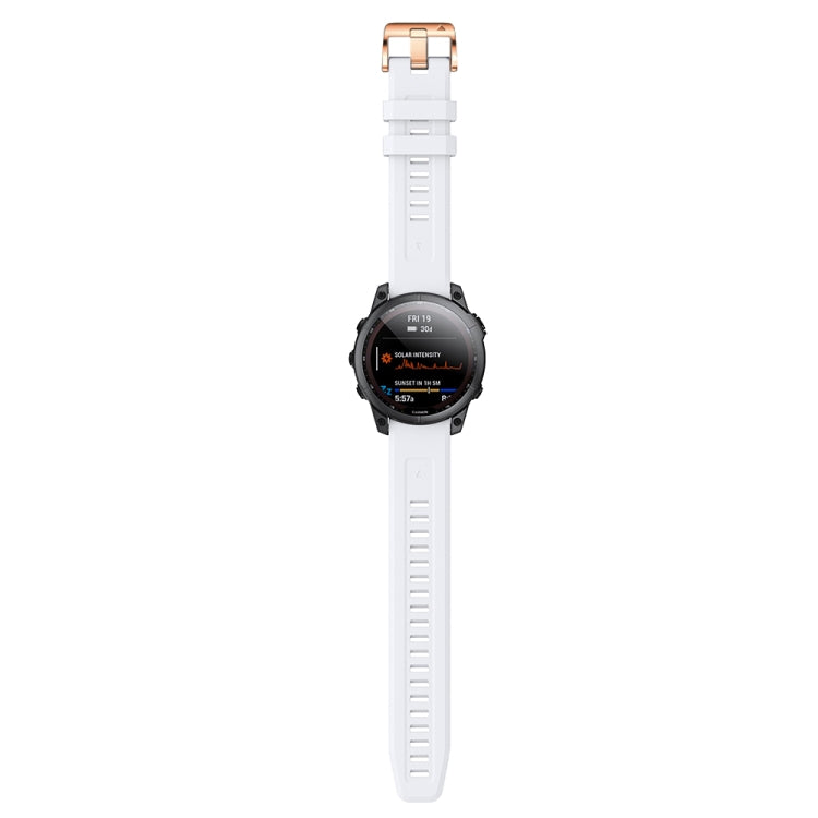 For Garmin Fenix 6S Pro 20mm Rose Gold Buckle Silicone Watch Band(White) by bashfashion