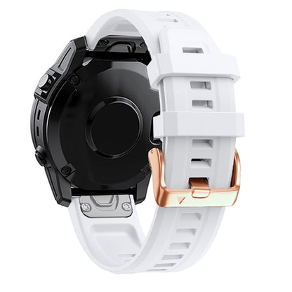 For Garmin Fenix 5S Plus 20mm Rose Gold Buckle Silicone Watch Band(White) by bashfashion