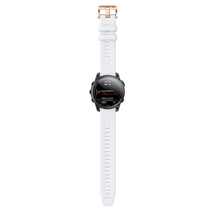 For Garmin Fenix 5S Plus 20mm Rose Gold Buckle Silicone Watch Band(White) by bashfashion