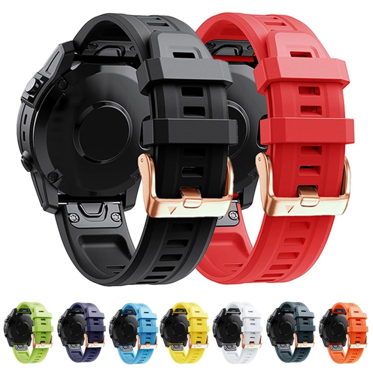 For Garmin Fenix 5S Plus 20mm Rose Gold Buckle Silicone Watch Band(White) by bashfashion