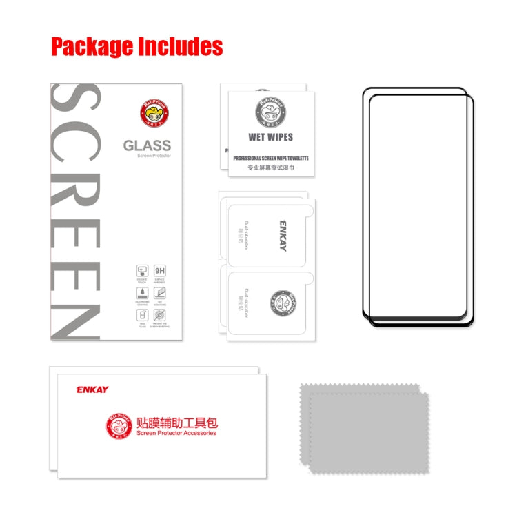 2 PCS For Huawei Nova 9 SE 5G ENKAY Full Glue 0.26mm 9H 2.5D Tempered Glass Full Film by ENKAY