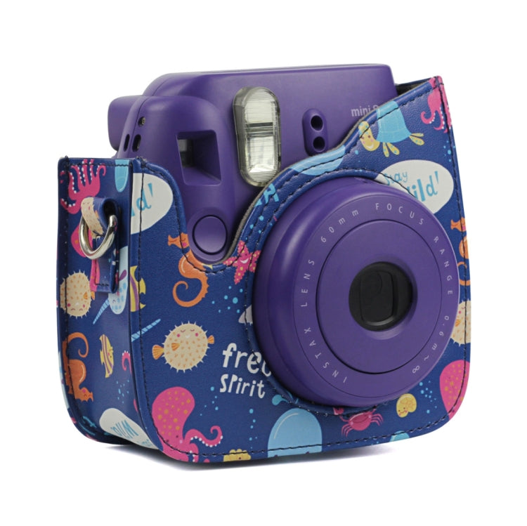 Ocean World Pattern Full Body Camera PU Leather Case Bag with Strap for FUJIFILM instax mini 9 / mini 8+ / mini 8 by bashfashion