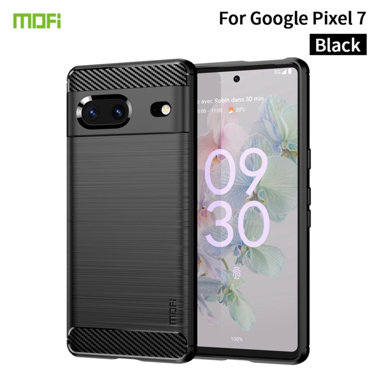 For Google pixel 7 5G MOFI Gentleness Series Brushed Texture Carbon Fiber TPU Phone Case(Black) by MOFI
