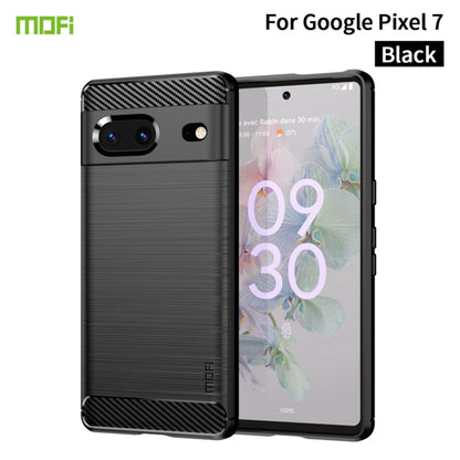 For Google pixel 7 5G MOFI Gentleness Series Brushed Texture Carbon Fiber TPU Phone Case(Black) by MOFI