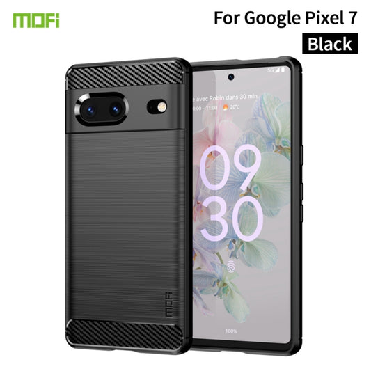 For Google pixel 7 5G MOFI Gentleness Series Brushed Texture Carbon Fiber TPU Phone Case(Black) by MOFI