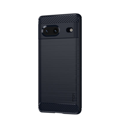 For Google pixel 7 5G MOFI Gentleness Series Brushed Texture Carbon Fiber TPU Phone Case(Blue) by MOFI