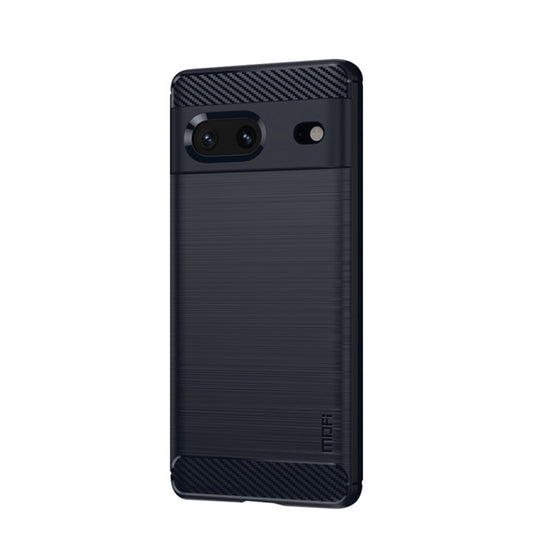 For Google pixel 7 5G MOFI Gentleness Series Brushed Texture Carbon Fiber TPU Phone Case(Blue) by MOFI