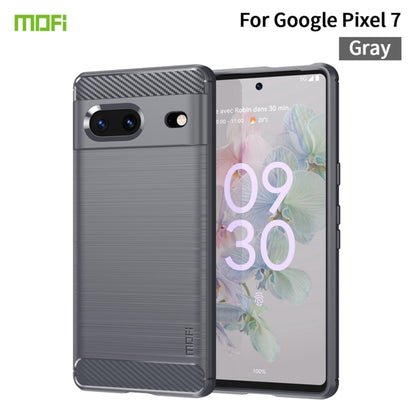 For Google pixel 7 5G MOFI Gentleness Series Brushed Texture Carbon Fiber TPU Phone Case(Gray) by MOFI