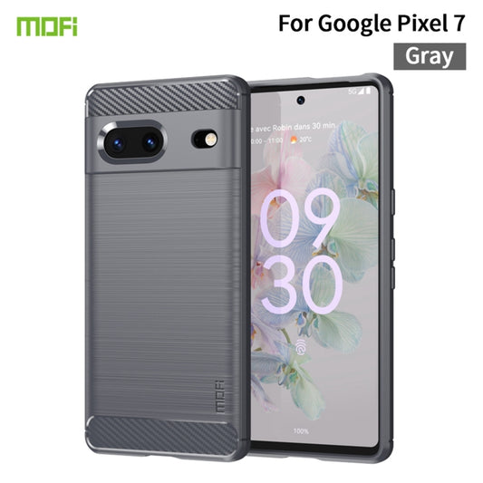 For Google pixel 7 5G MOFI Gentleness Series Brushed Texture Carbon Fiber TPU Phone Case(Gray) by MOFI