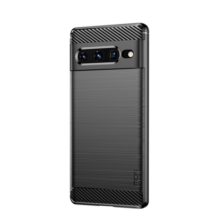 For Google pixel 7 Pro 5G MOFI Gentleness Series Brushed Texture Carbon Fiber TPU Phone Case(Black) by MOFI