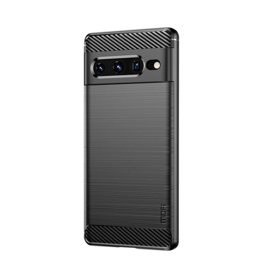 For Google pixel 7 Pro 5G MOFI Gentleness Series Brushed Texture Carbon Fiber TPU Phone Case(Black) by MOFI