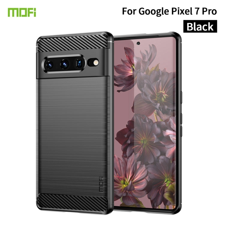 For Google pixel 7 Pro 5G MOFI Gentleness Series Brushed Texture Carbon Fiber TPU Phone Case(Black) by MOFI