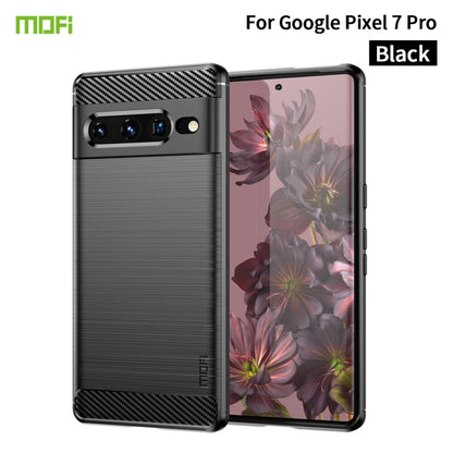 For Google pixel 7 Pro 5G MOFI Gentleness Series Brushed Texture Carbon Fiber TPU Phone Case(Black) by MOFI