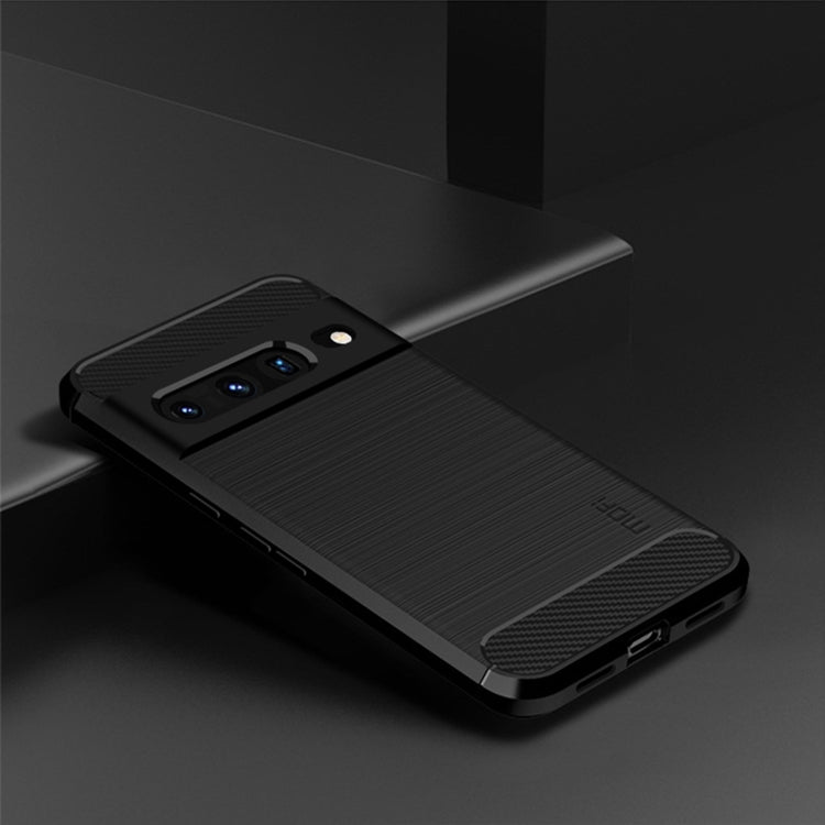 For Google pixel 7 Pro 5G MOFI Gentleness Series Brushed Texture Carbon Fiber TPU Phone Case(Black) by MOFI