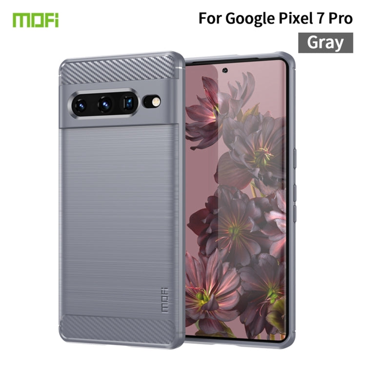 For Google pixel 7 Pro 5G MOFI Gentleness Series Brushed Texture Carbon Fiber TPU Phone Case(Gray) by MOFI