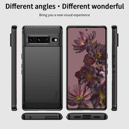 For Google pixel 7 Pro 5G MOFI Gentleness Series Brushed Texture Carbon Fiber TPU Phone Case(Gray) by MOFI