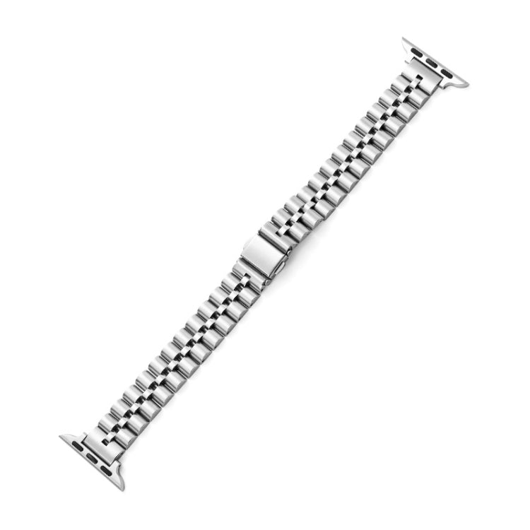 Half-Round Three-Bead Metal Watch Band For Apple Watch Ultra 49mm&Watch Ultra 2 49mm / Series 9&8&7 45mm / SE 3&SE 2&6&SE&5&4 44mm / 3&2&1 42mm(Silver) by bashfashion